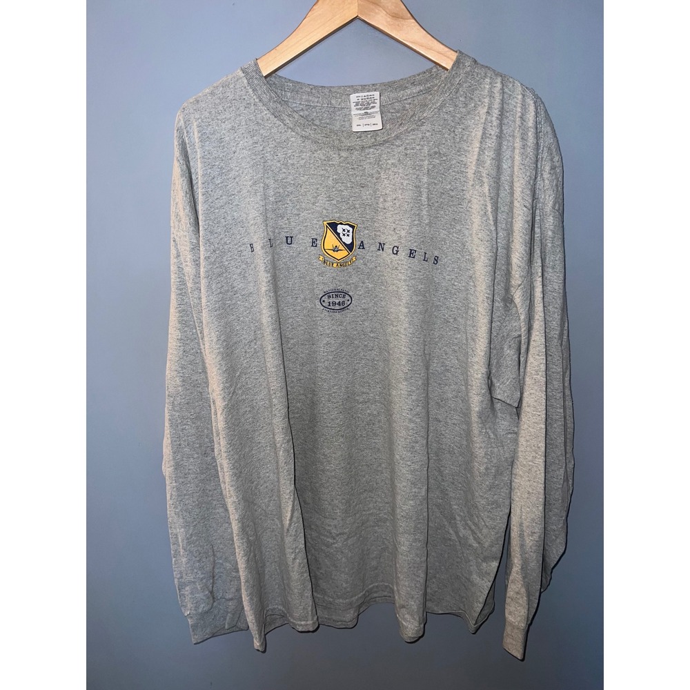 Gildan Blue Angels National Naval Aviation Museum Long Sleeve Gray Shirt 2XL